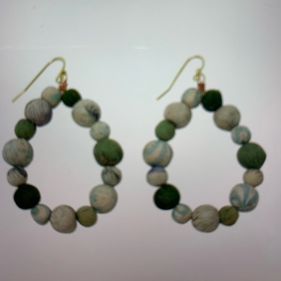 Kantha Waves Teardrop Earrings - Picture 2 of 3